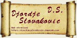 Đorđe Slovaković vizit kartica